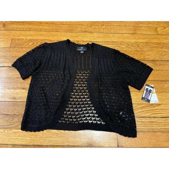 Ronni Nicole Short Sleeve Open Front Cardigan Crochet Open Knit Size Medium NWT - Picture 1 of 5
